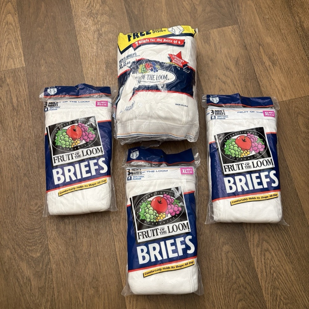 Vtg 90s Fruit of the Loom Men's Briefs XL White, 3 Pair 3 Packs + 1 Pack 7 Pairs